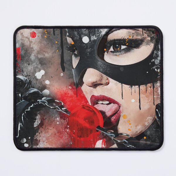 Item preview, sexy girl with red gag in bdsm mask designed and sold by KinkySecretsArt.
