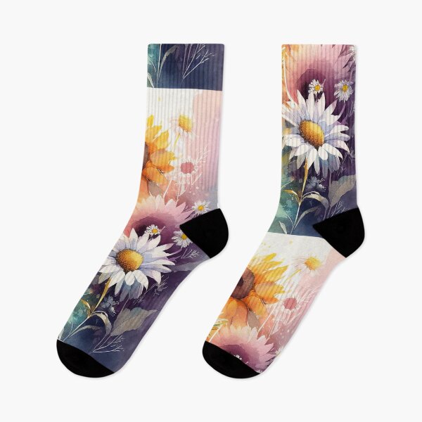 Artikelvorschau, Aquarell der Sonnenblume- und Gänseblümchen-Blumensammlung #11 entworfen und verkauft von LollyShineART.