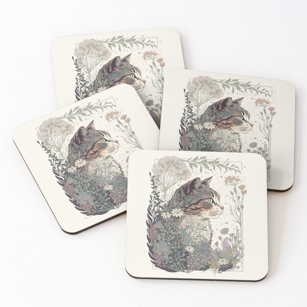 Item preview, Serene Feline in Florals designed and sold by planterpets.