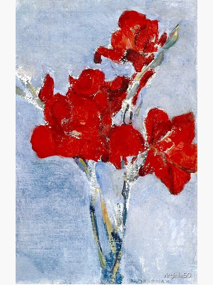 Mondrian - Red Gladioli, beautiful floral painting by virginia50
