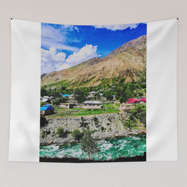 Item preview, Serene Mountain Huts Amidst Verdant Scenery designed and sold by TaloeSahar.