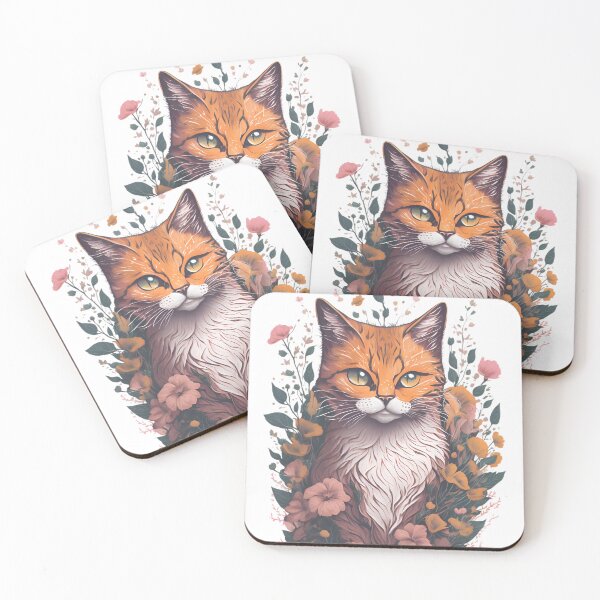 Item preview, Cat with flowers designed and sold by monkycl.