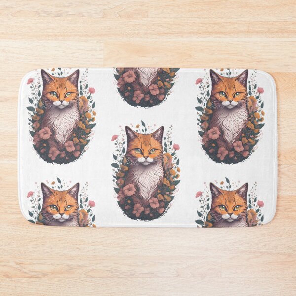 Item preview, Cat with flowers designed and sold by monkycl.