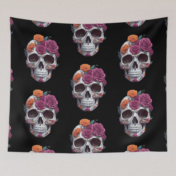 Item preview, Funny Sugar Candy Skull With Flowers designed and sold by allovervintage.