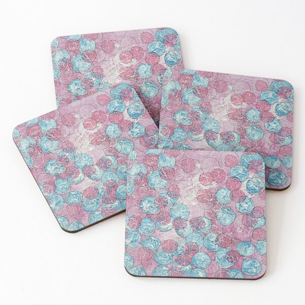 Item preview, BLOWING BUBBLES Pink and Blue Abstract Art designed and sold by LynnieLangArt.