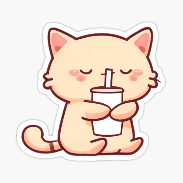 Adorable Cat Hugging Drink Sticker