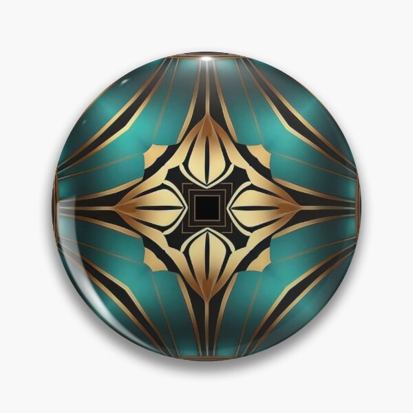 Item preview, Elegant Luxury Art Deco Ornamten Pattern Teal Gold Black designed and sold by artsandsoul.
