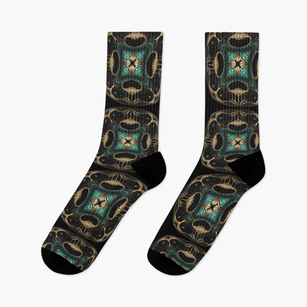 Item preview, Elegant Luxury Art Deco Ornamten Pattern Teal Gold Black designed and sold by artsandsoul.