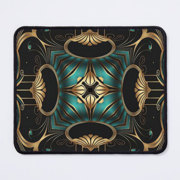 Item preview, Elegant Luxury Art Deco Ornamten Pattern Teal Gold Black designed and sold by artsandsoul.