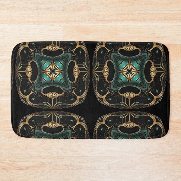 Item preview, Elegant Luxury Art Deco Ornamten Pattern Teal Gold Black designed and sold by artsandsoul.