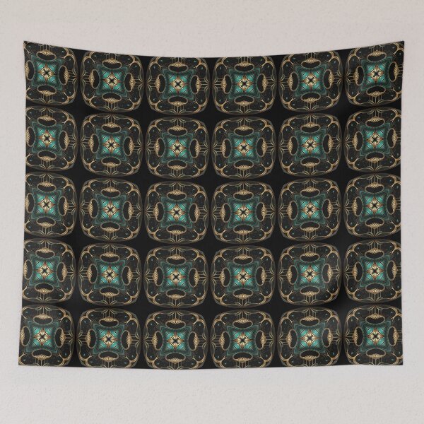 Item preview, Elegant Luxury Art Deco Ornamten Pattern Teal Gold Black designed and sold by artsandsoul.