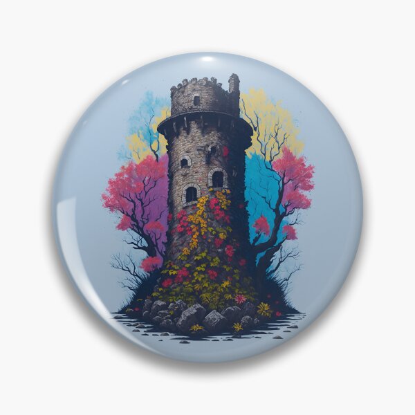 Item preview, Colurful Lost Medieval Tower at Sea designed and sold by neonbloodart.