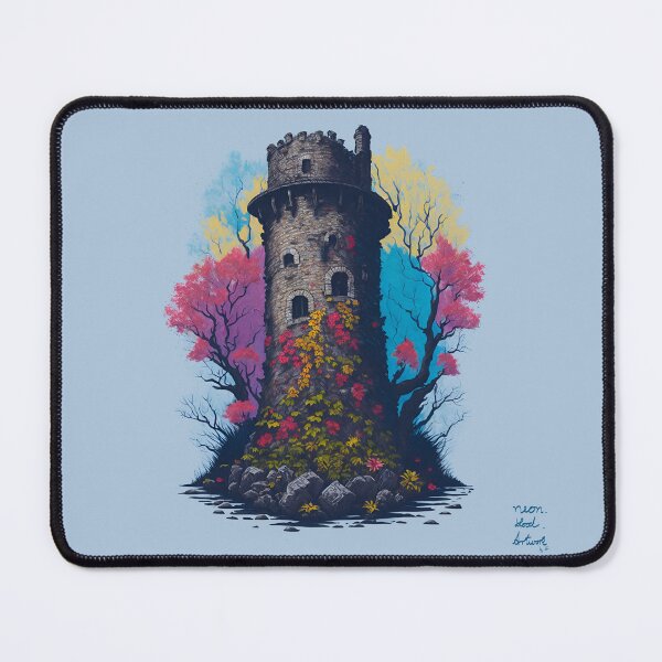 Item preview, Colurful Lost Medieval Tower at Sea designed and sold by neonbloodart.