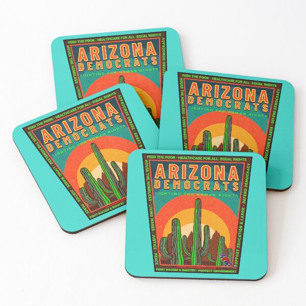 Item preview, PMD00855 Progressive Movement Designs Arizona Democrats pride design shows you support progressive policy goals for Democrats and supporters saguaro cactus cacti sunset designed and sold by ProgressiveLeft.