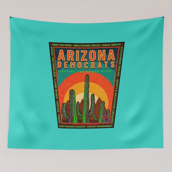 Item preview, PMD00855 Progressive Movement Designs Arizona Democrats pride design shows you support progressive policy goals for Democrats and supporters saguaro cactus cacti sunset designed and sold by ProgressiveLeft.