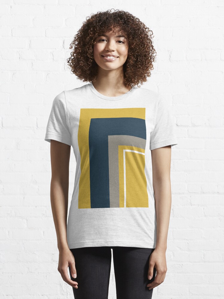 Half Frame Minimalist Geometric Pattern 3 in Mustard Yellow, Navy