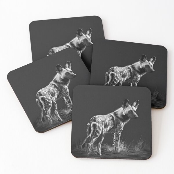 Item preview, Pencil drawn African Wild Dog High Quality Black and White Design designed and sold by Pencil-Art.