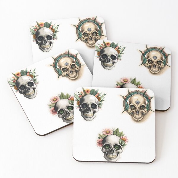Item preview, Skulls with botany flowers 2 stickers designed and sold by Dr-Kane.