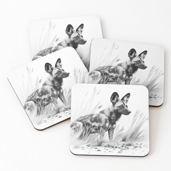 Item preview, Pencil drawn African Wild Dog High Quality Black and White Design designed and sold by Pencil-Art.