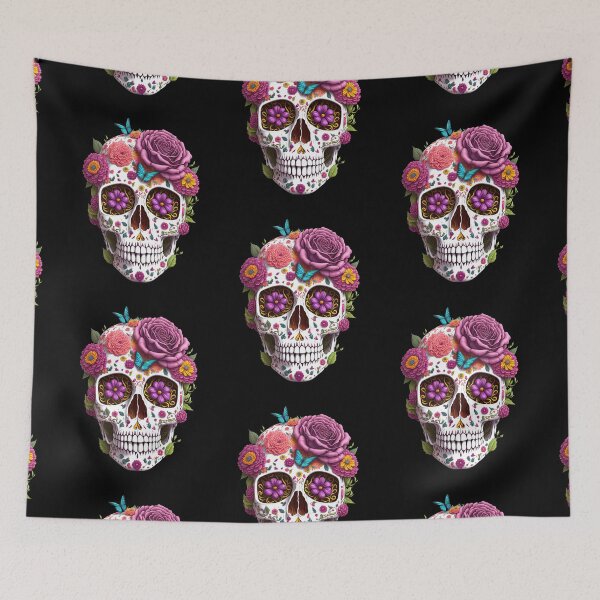 Item preview, Funny Sugar Candy Skull With Flowers designed and sold by allovervintage.