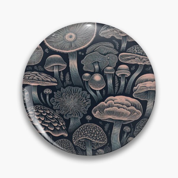 Artikelvorschau, Wunderliche Pilz-Illustration auf kreisförmigem Hintergrund entworfen und verkauft von curiouserthings.