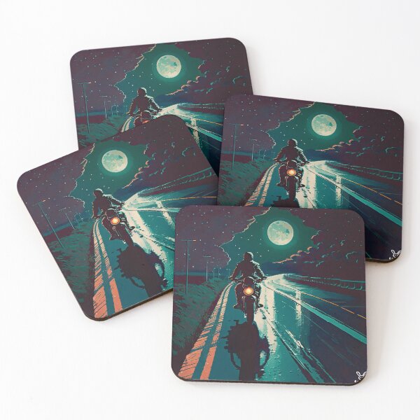 Item preview, Motorcycle Rider in Black on Wet Road at Night designed and sold by SaMoJu.