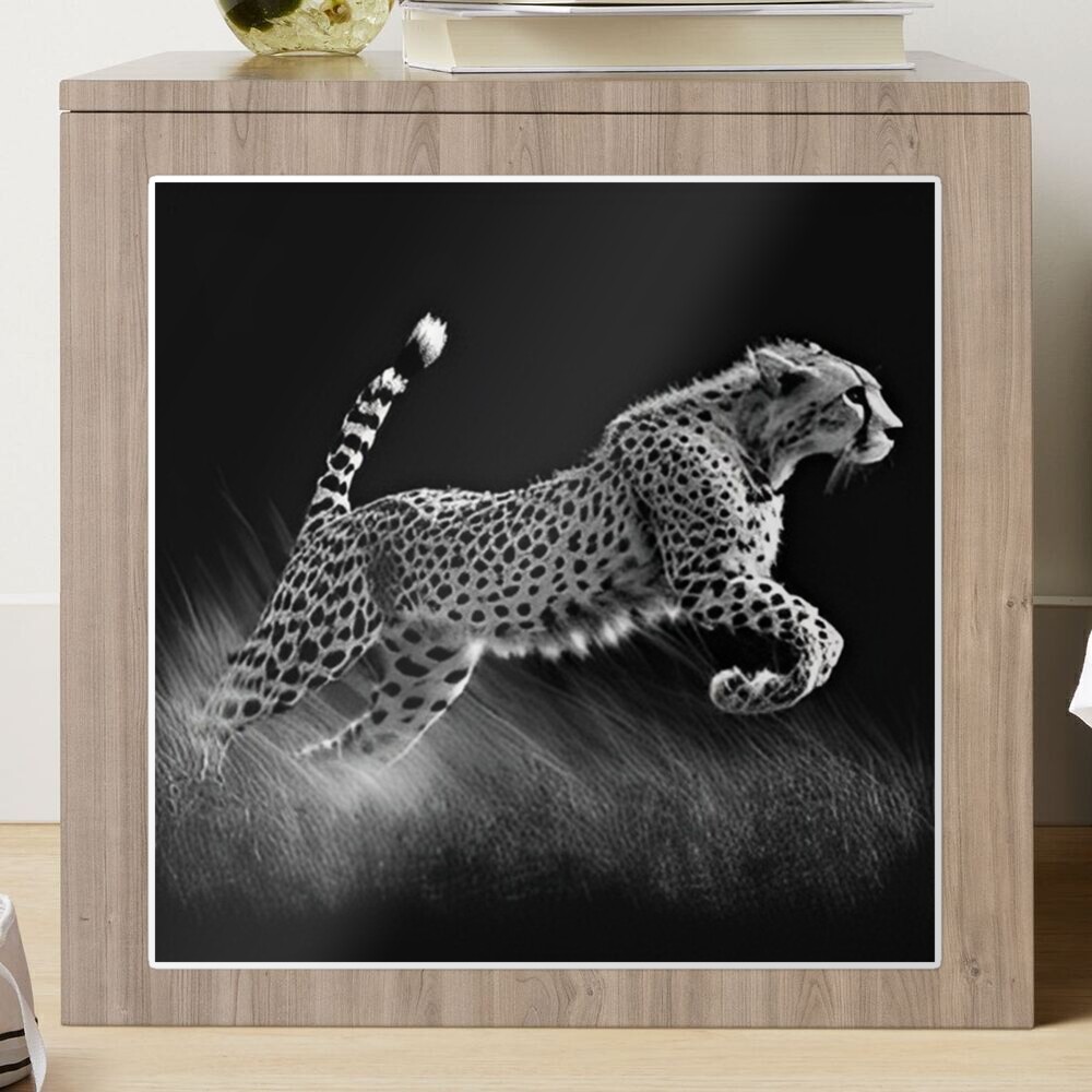 Pencil drawn Cheetah High Quality Black and White Design Sticker