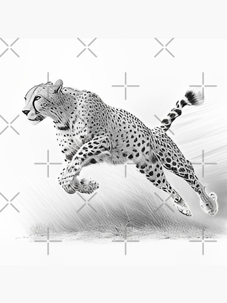 Pencil drawn Cheetah High Quality Black and White Design Sticker