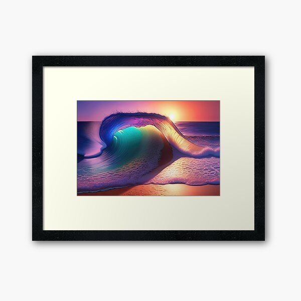 Multicolor Beach Wave Framed Art Print