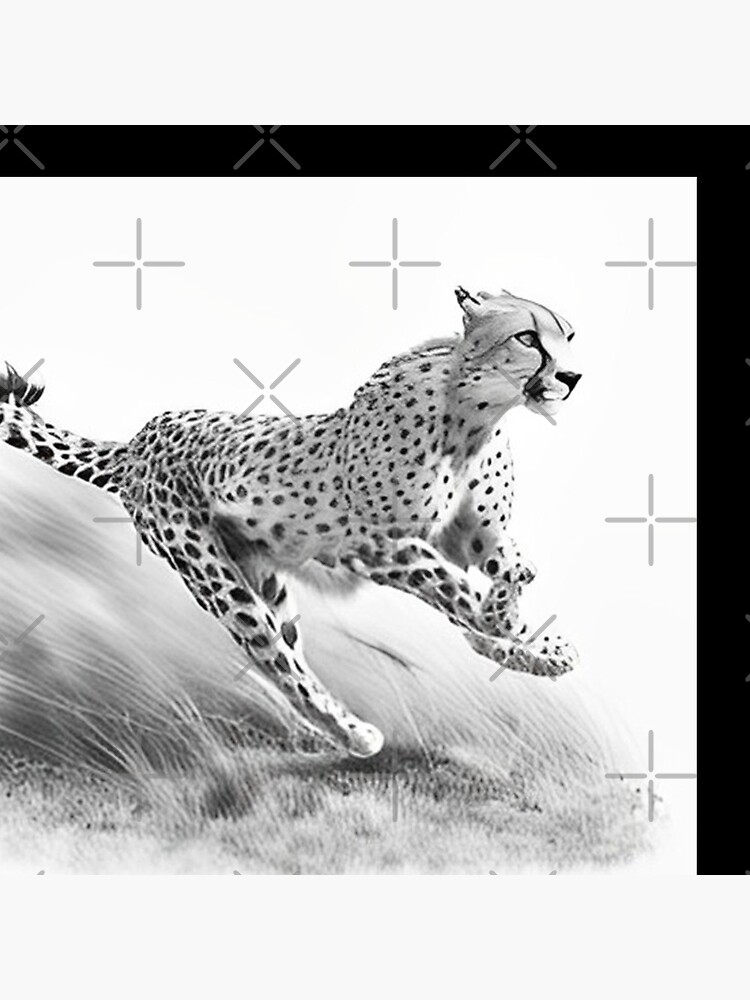 Pencil drawn Cheetah High Quality Black and White Design Sticker