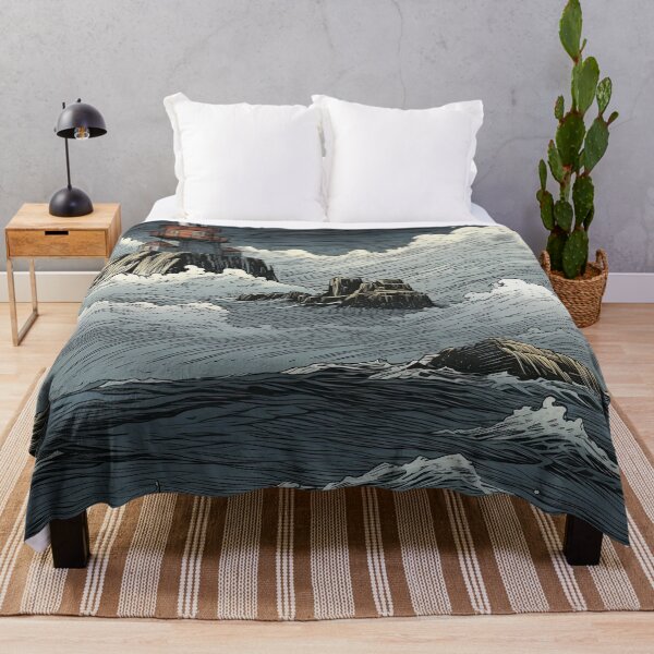 Item preview, lighthouse on a small rocky island in the middle of the ocean pattern designed and sold by obstinator.