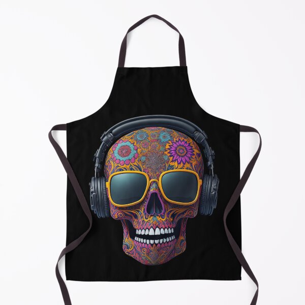 Item preview, Funny Sugar Candy Skull With Headphones and Sun Glasses designed and sold by allovervintage.