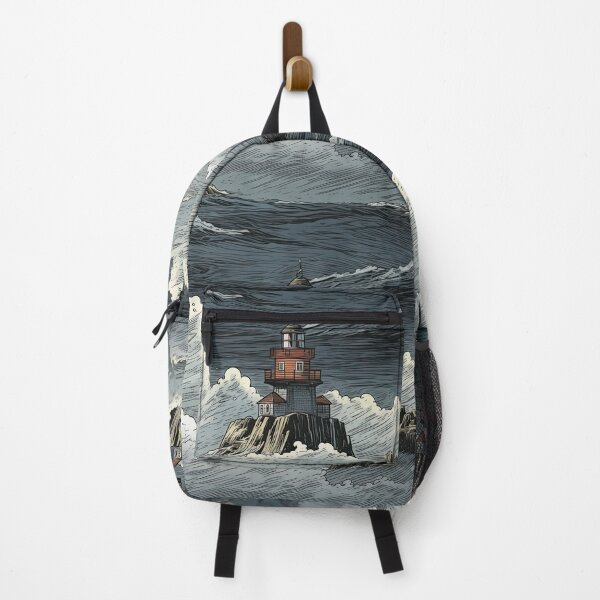 Item preview, lighthouse on a small rocky island in the middle of the ocean pattern designed and sold by obstinator.