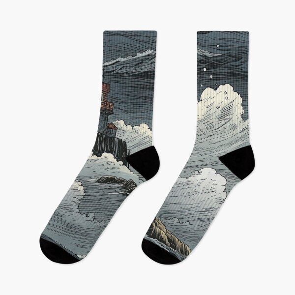 Item preview, lighthouse on a small rocky island in the middle of the ocean pattern designed and sold by obstinator.