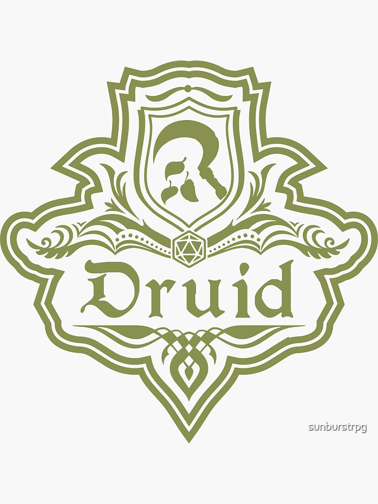 Dandd Druid Class 1 Color Emblem Sticker For Sale By Sunburstrpg Redbubble 9611