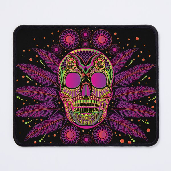 Item preview, mexican sugar skull with feather, bright neon colors designed and sold by IrynaPas.