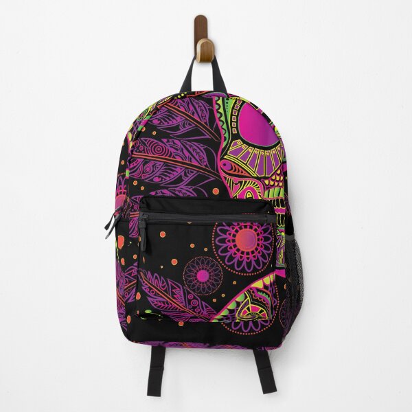 Item preview, mexican sugar skull with feather, bright neon colors designed and sold by IrynaPas.