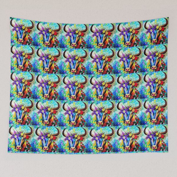 Item preview, Beautiful bull surrounded by wildflowers. designed and sold by Natalia-Vlad.