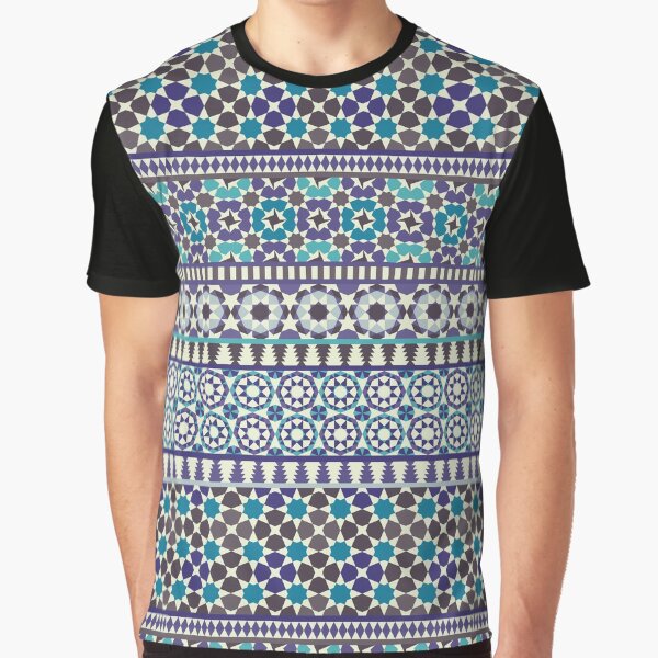 Alhambra Tessellations - Turquoise, Violet and grey on white by Cecca Designs Graphic T-Shirt