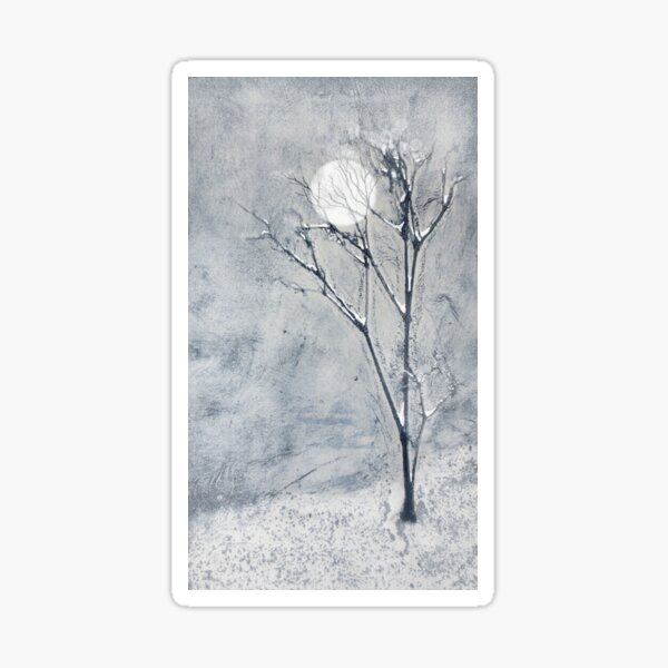 Winter tree moon II Sticker