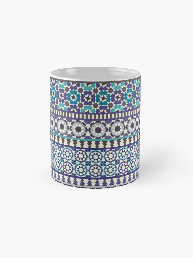 Alternate view of Alhambra Tessellations - Turquoise, Violet and grey on white by Cecca Designs Mug