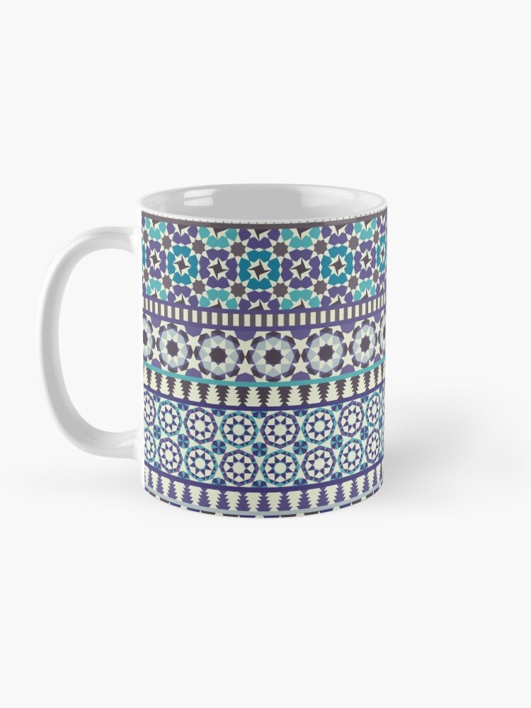 Alternate view of Alhambra Tessellations - Turquoise, Violet and grey on white by Cecca Designs Mug