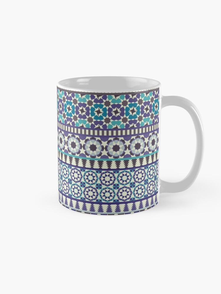 Alternate view of Alhambra Tessellations - Turquoise, Violet and grey on white by Cecca Designs Mug