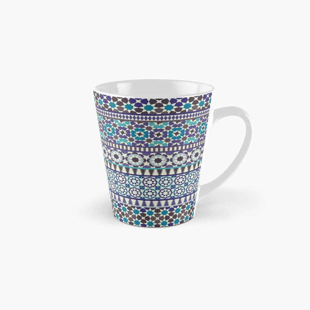 Alhambra Tessellations - Turquoise, Violet and grey on white by Cecca Designs Mug