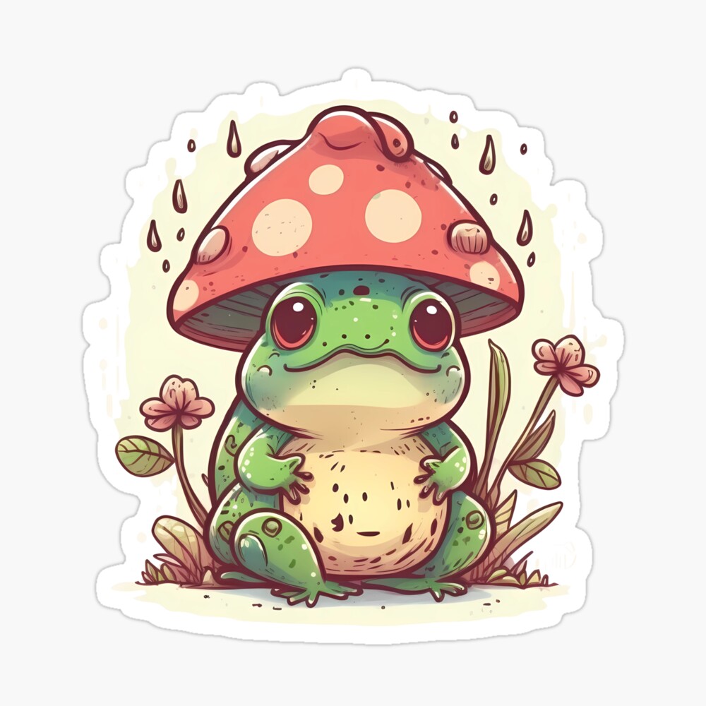 Frog with Mushroom Hat Art Board Print for Sale by Wallapana
