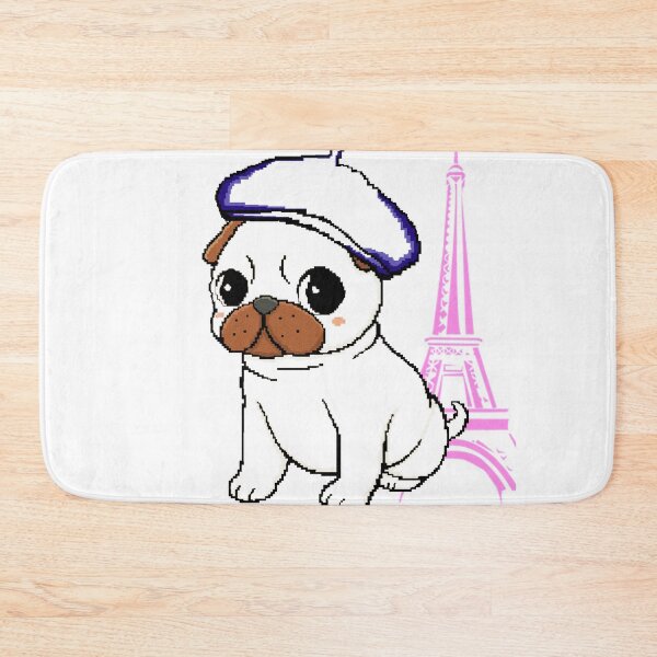 Item preview, A walk in Paris: charming design of a puppy with a beret and the Eiffel Tower in the background designed and sold by PopDigital.