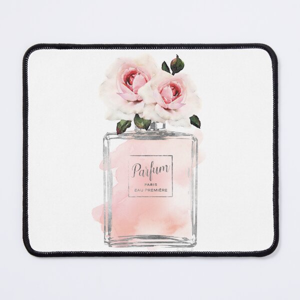 Item preview, Perfume bottle with pink roses, watercolor Pink and Silver designed and sold by AmandaGreenwood.