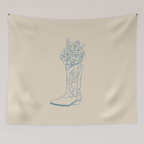 Item preview, Dark blue Floral Cowboy Boots designed and sold by dreamingoutwest.