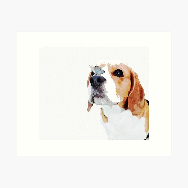 Artikel-Vorschau von Der Beagle und das Schmetterlingsaquarell, designt und verkauft von i4Design.