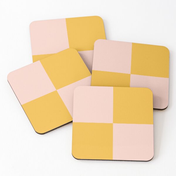 Item preview, Big Check Marigold Mustard Orange and Pale Blush Pink Checked Pattern designed and sold by kierkegaard.